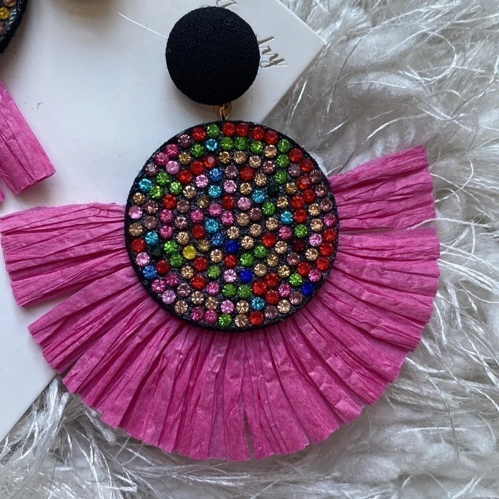 Pink and Multi-Color Stone Earrings